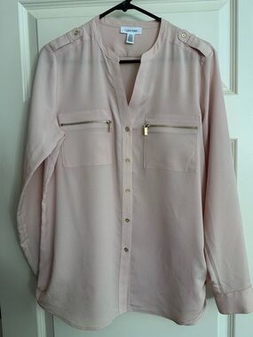 Calvin Klein Blush Pink Button Front Top Size M